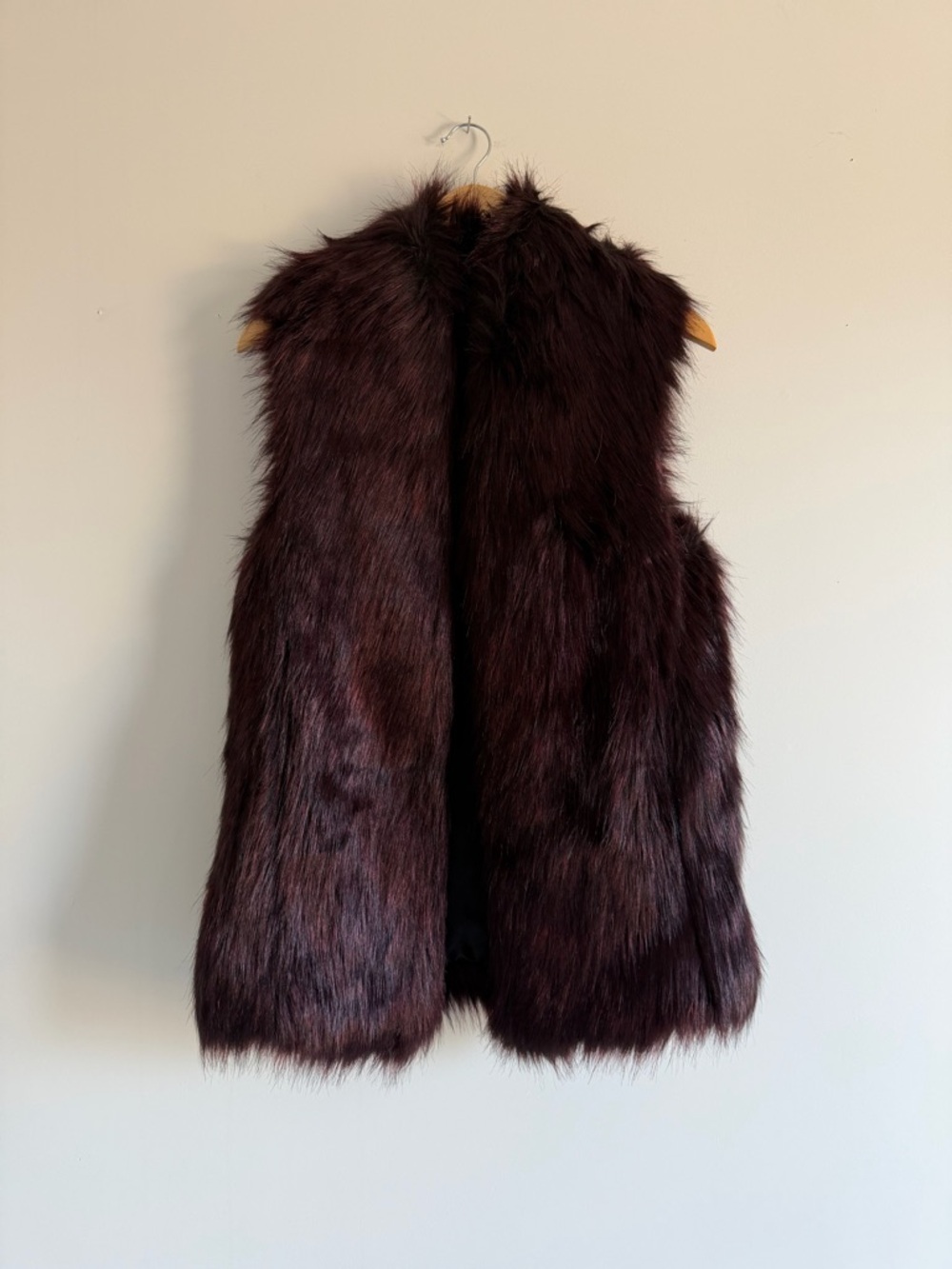 Forever 21 Burgundy Faux Fur Vest Medium
